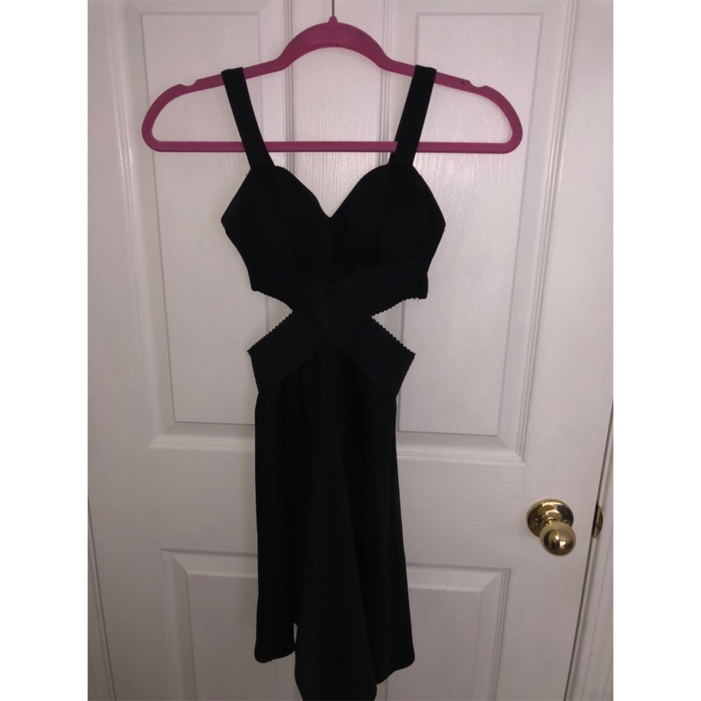 Black skater dress with side openings